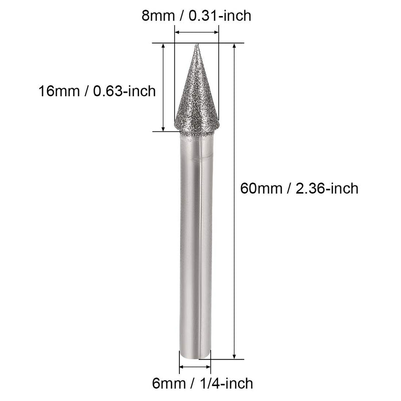 uxcell Diamond Burrs Bits Grinding Drill Carving Rotary Tool for Glass Stone Ceramic 120 Grit 1/4" Shank 8mm Conial 5 Pcs - LeoForward Australia