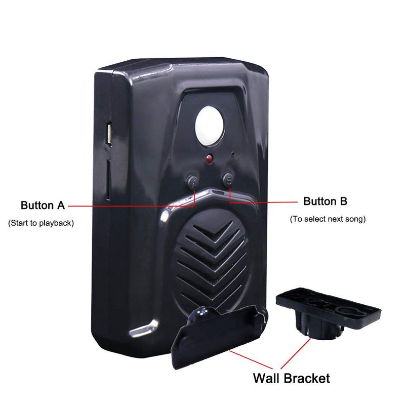  [AUSTRALIA] - Waytronic Replaceable Voice PIR Infrared Motion Sensor Haunted House Scream Box Speaker with USB Download Function Christmas MP3 Horror Happy Music Motion Activated Voice Player Black