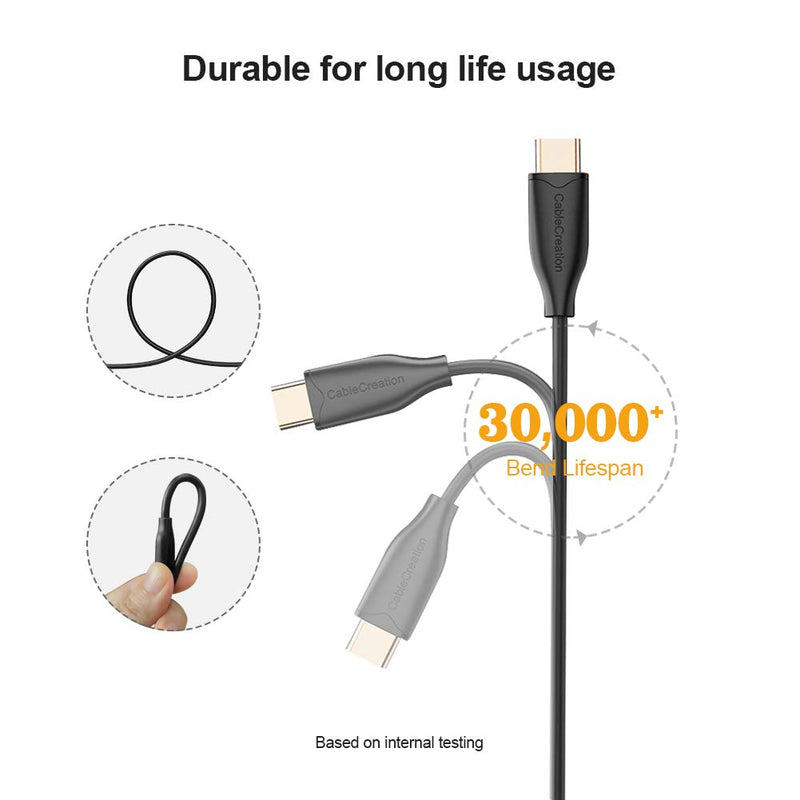  [AUSTRALIA] - Long USB C Cable 2m CableCreation USB2.0 C to C Cable Fast Charging Cable 3A 60W USB Type-C Cable USB C to USB C for MacBook Pro Air S21 S20+ S20 Note 10 etc, 6.6FT Black Black PVC Shell