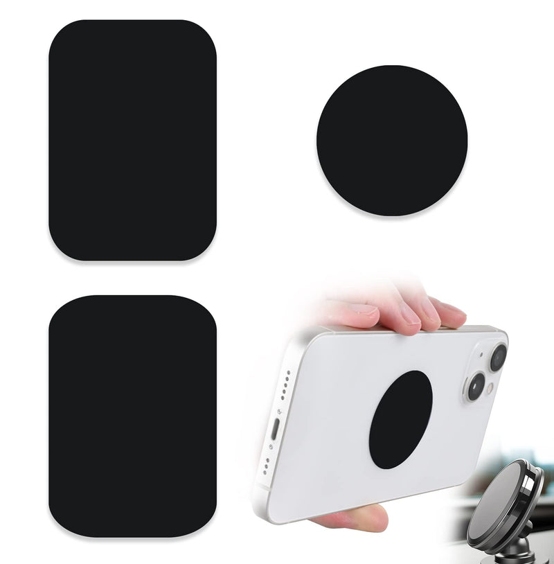  [AUSTRALIA] - ZYAOTWQZ Phone Magnets for Back of Phone, Universal Metal Plates, 2 Rectangular and 2 Round with Adhesive, car Phone Magnets (Black) Black