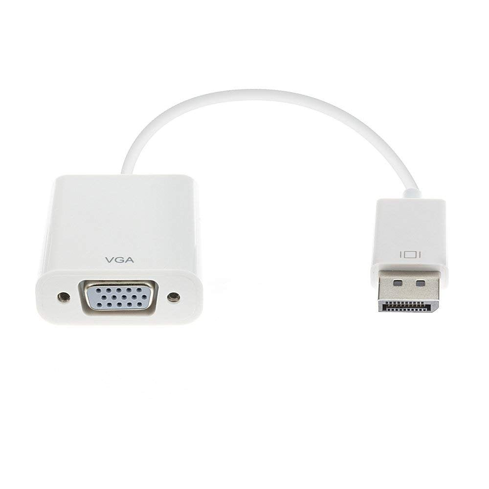  [AUSTRALIA] - A ADWITS DisplayPort 1.2 DP to VGA Cable Adapter, 1080P FHD Converter for PC, Laptop, Desktop, Notebook or Other DP Equipmed Devices, White Display to VGA Cable Adapter