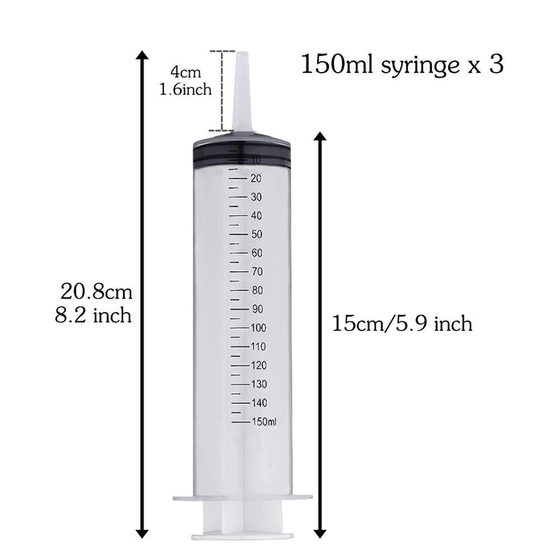 [AUSTRALIA] - Shintop Syringe Pack 150ml Syringe with Tube for for Experiments, Industrial Use (Pack of 3)