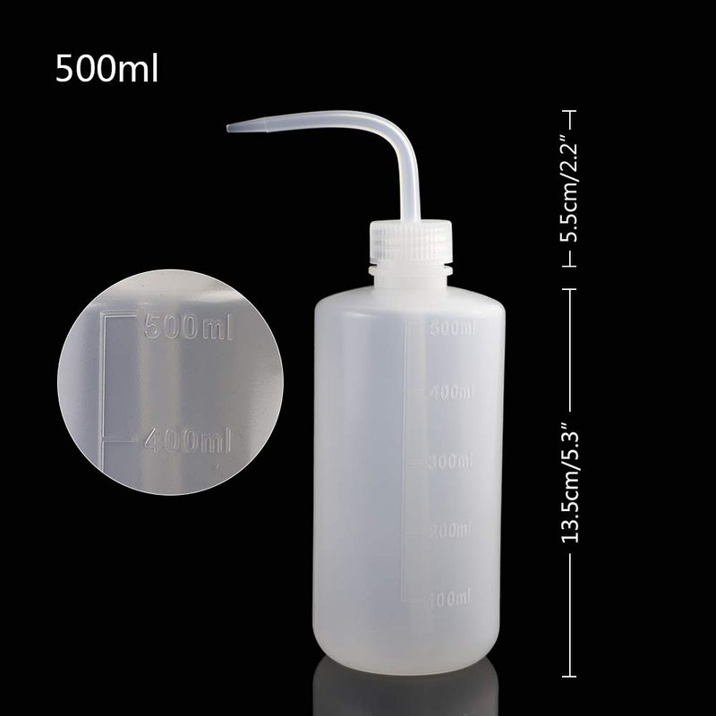 DEPEPE 6pcs 500ml Plastic Safety Wash Bottle Lab Squeeze Bottle LDPE Squirt Bottle Tattoo Bottle with Narrow Mouth and Scale Labels (17oz x 6 Bottle) - LeoForward Australia