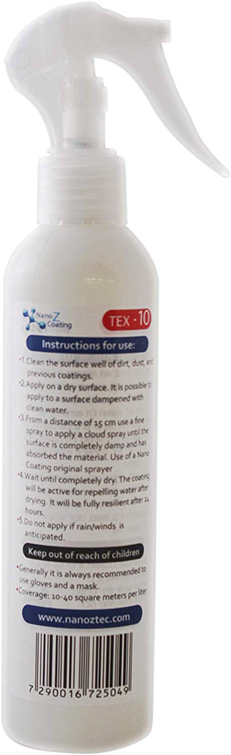  [AUSTRALIA] - Nano Tex-10 Textile and Fabric Protector - Stain Guard Water and Snow Repellent Protect Car Upholstery. Natural Oil and Stain Protector for Furniture Sofa Carpets Clothes (8.46 fl.oz) 8.46 fl.oz