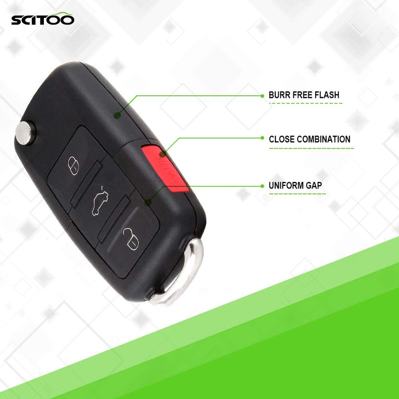 SCITOO Keyless Entry Remote Flip Key FOB Shell 1PC 4 Buttons Replacement for Volkswagen Golf Beetle Jetta Passat HLO1J0959753AM * 1 pc - LeoForward Australia