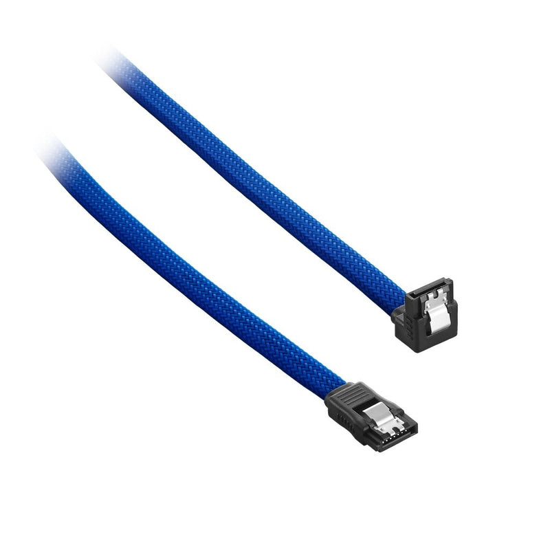  [AUSTRALIA] - CableMod ModMesh Sleeved Right Angle SATA 3 Cable (Blue, 30cm) Right Angle 30CM Blue