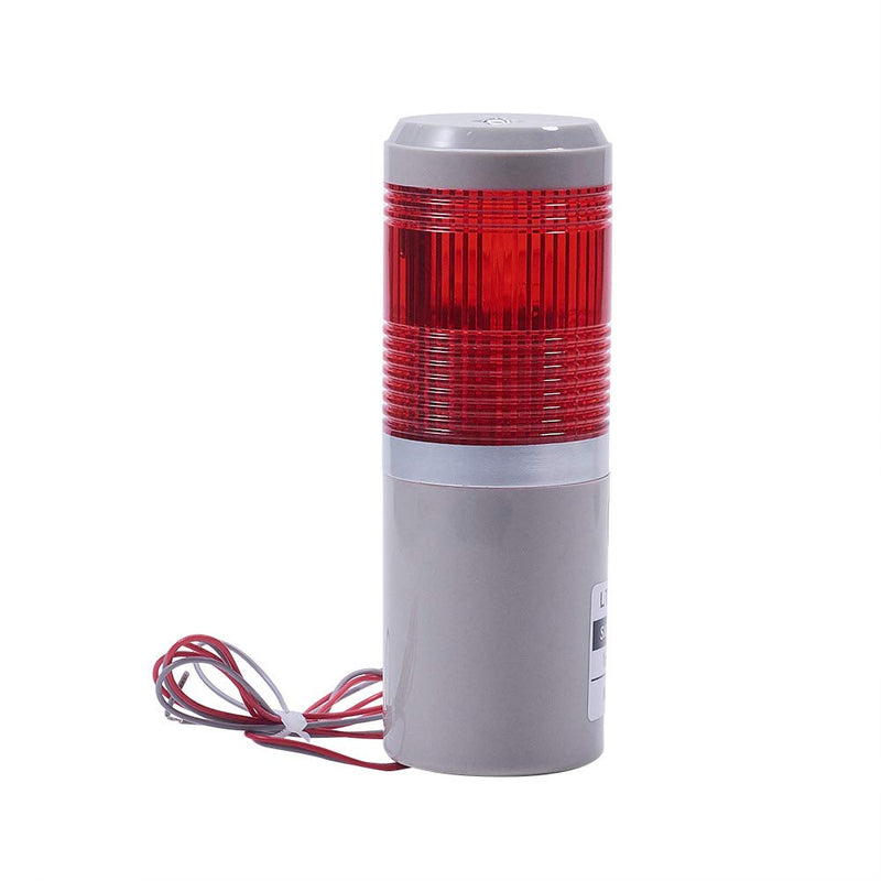  [AUSTRALIA] - Othmro 1Pcs 12V 3W 1 Level Warning Light, Industrial Signal Tower Lamp, Column LED Alarm Round Tower Light, Indicator Continuous Light, Plastic Electronic Parts for Workstations Red TB50-1T-E;12V