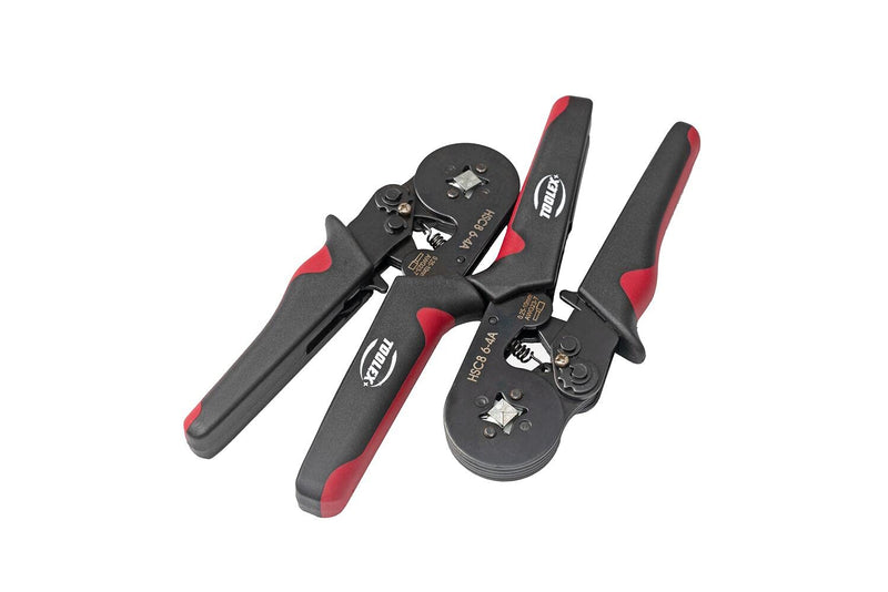  [AUSTRALIA] - Toolex Ferrule Crimping Tool Kit Self Adjusting Ratchet Crimper Pliers with 1200 pcs AWG 23-7 Terminal Connectors for Wiring Project, Red,Black