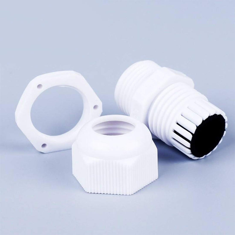  [AUSTRALIA] - Plastic Waterproof Adjustable Cable Glands Joints,White PG16 Nylon Cable Gland 25 Piece