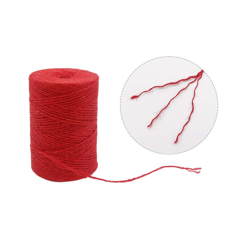  [AUSTRALIA] - Vivifying 656 Feet Red Jute Twine, Natural 2mm Jute Cord for Crafts, Wrapping, Garden (Red) 656Feet
