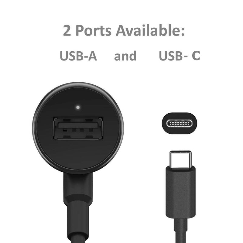  [AUSTRALIA] - Motorola TurboPower 36 Duo USB-C Car Charger- 18W USB-PD Fixed Type C Cable + 18W QC3.0 Port - Simultaneous Turbo Charging for Moto G Power/Stylus/Fast,G6,G7 Power/Supra,X4,Z,Edge/Edge+/Razr/One 5G