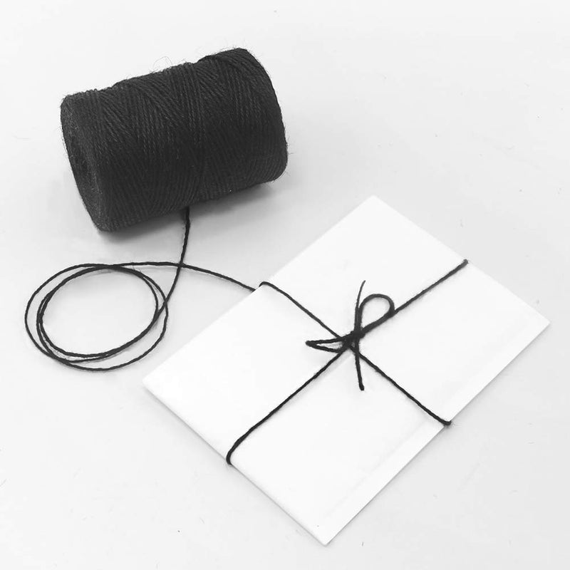  [AUSTRALIA] - Tenn Well Black Jute Twine, 656 Feet 2mm Jute Rope Gift Twine Packing String for Craft Projects, Wrapping, Gardening Applications