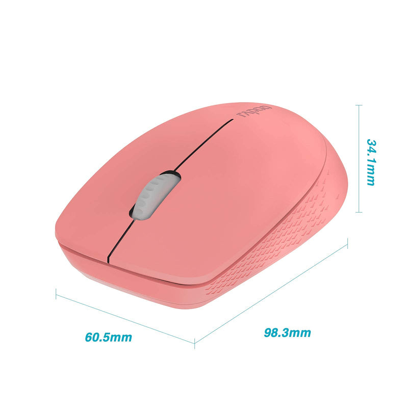 Rapoo Pink Wireless Mouse, Multi Device Silent Bluetooth Mouse(BT3.0+BT4.0+USB), Easy-Switch Up to 3 Devices, Wireless Noiseless Ergonomic Optical for Laptop MacBook Windows PC Tablet Android, M100G - LeoForward Australia