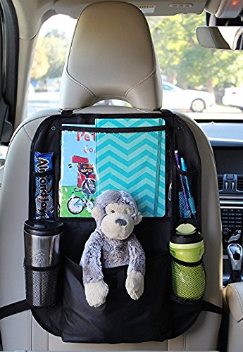  [AUSTRALIA] - 2pk Car Backseat Organizer with Holder for iPad with Snap on Flap for Tablet Protection - Hanging Kick Mat Truck SUV Minivan Van Accessories Road Trip Essentials Back of Seat Seatback Organization