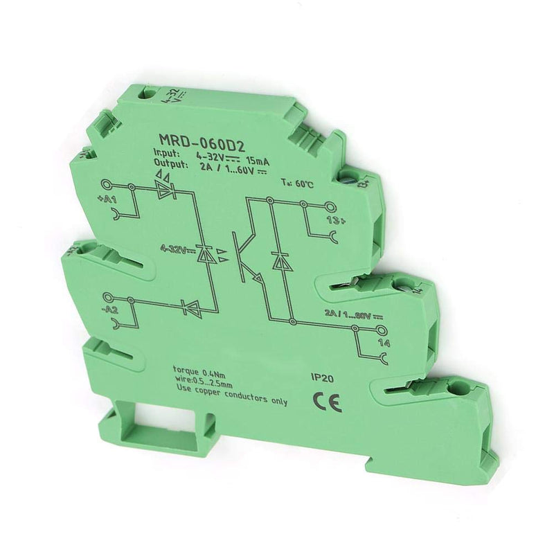  [AUSTRALIA] - Solid State Relay Module, MRD-060D2, Ultra Thin 6.2mm Input 4-32VDC for DC Pneumatic Solenoid Valves, DC Solid State Relay Output