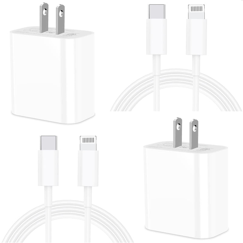  [AUSTRALIA] - [Apple MFi Certified] iPhone 14 Fast Charger, Assrid 2 Pack 20W PD USB-C Rapid Power Charger with 2 Pack 6FT Type C to Lightning Quick Charging Sync Cable for iPhone 14 13 12 11 Pro/XS/X/iPad/AirPods White