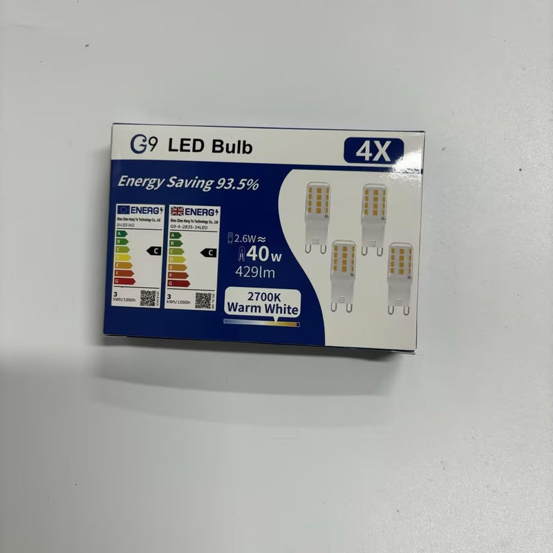  [AUSTRALIA] - YzzYzz G9 LED lamp warm white 2700K, bulb 2.6W equivalent to 30W-40W halogen lamp, light bulb 429 lumens, no flickering, not dimmable, 360° pin base lamp, pack of 4