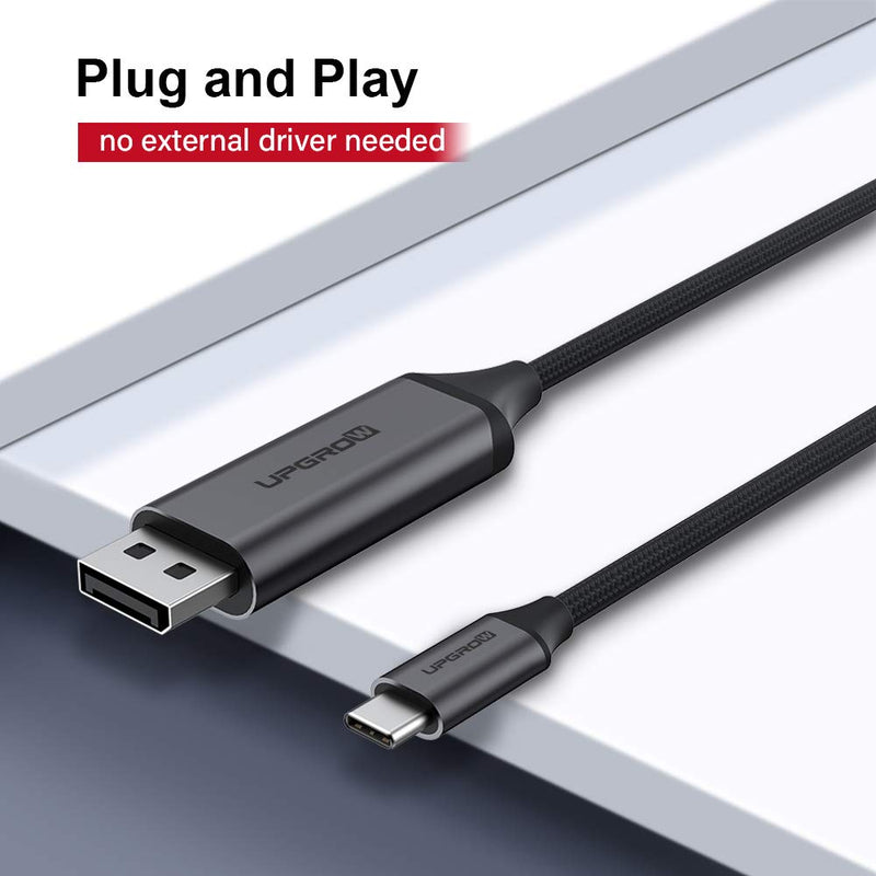  [AUSTRALIA] - Upgrow USB C to DisplayPort Cable 4K@60Hz 6FT for Home Office USB C to DP Cable Compatible with MacBook Pro/Air, iPad Pro with USB-C Port laptops/Phones (UPGROWCMDPM6) 6 ft