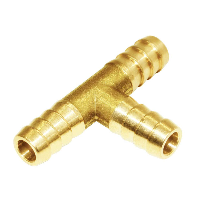  [AUSTRALIA] - Joywayus 3/8" ID Hose Barb Fitting,Tee 3 way Brass Fitting Intersection/Split Brass Water/Fuel/Air Tee-3/8-3PCS