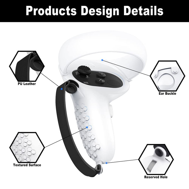  [AUSTRALIA] - Protective Cover for Oculus/Meta Quest 2 Accessories, Silicone Controllers Grip Cover Protector, Soft Shell Skin with Face Cover and Lens Cover by Gwyoneaon (White) white