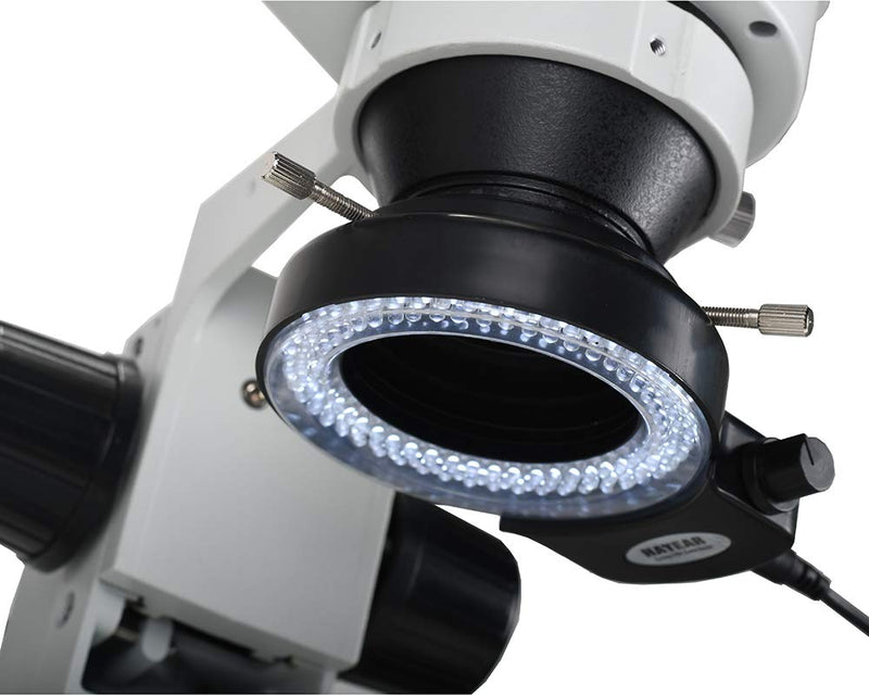  [AUSTRALIA] - Black 144 LED Bulb Microscope Ring Light Illuminator Adjustable Bright Lamp + Adapter