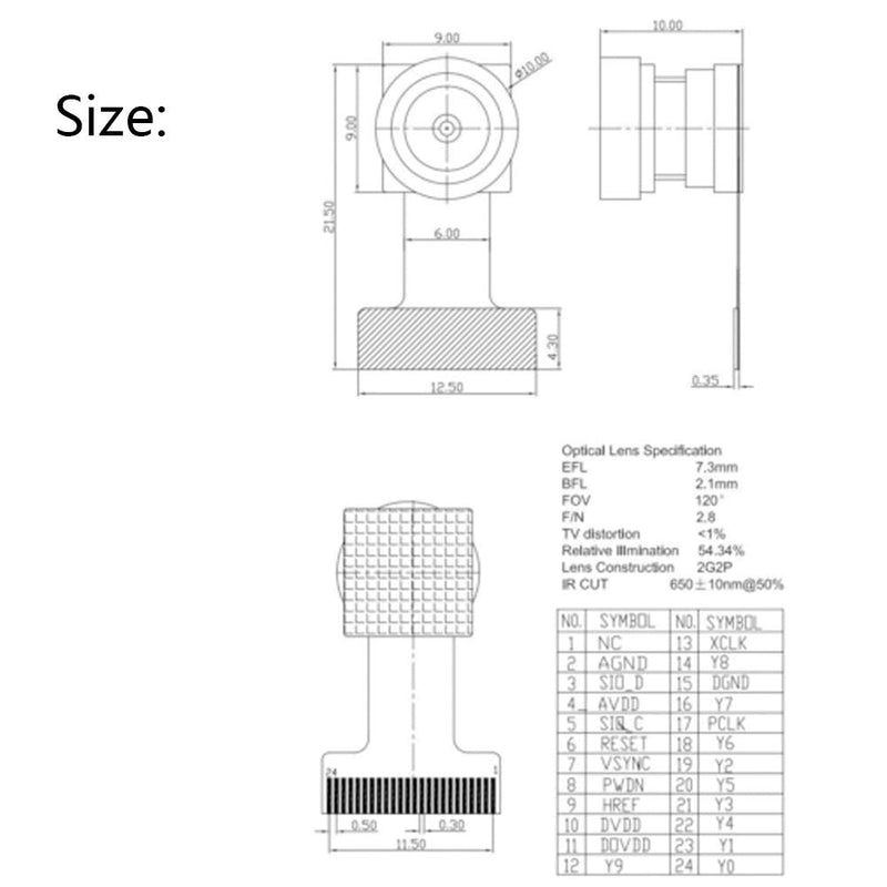  [AUSTRALIA] - Treedix OV2640 Camera Module 140 Degree Wide Angle CMOS 2MP Camera Mini Camera Module