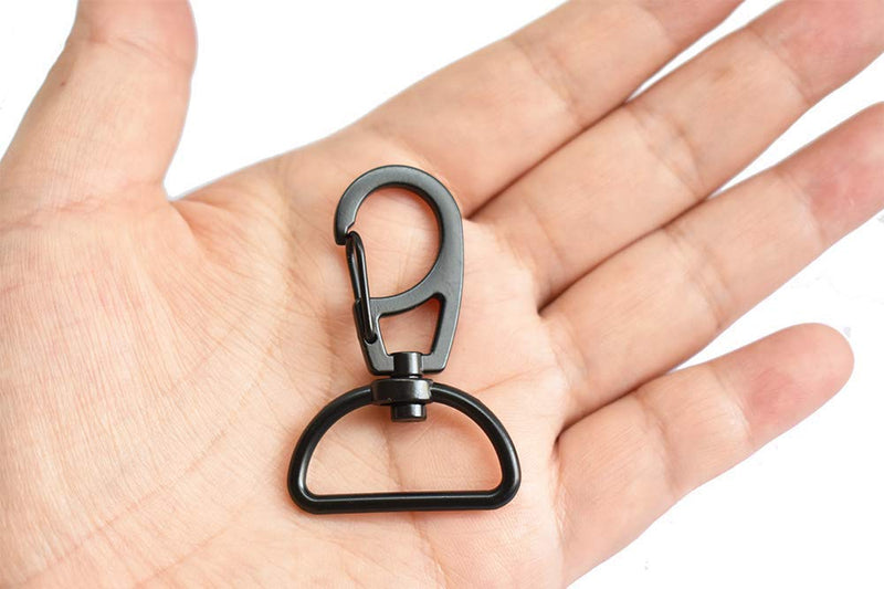  [AUSTRALIA] - Bytiyar 10 PCS Small Metal Clasps Spring Swivel Snap Hooks Carabiner Clips with Rotating D-Ring 20mm(rotating D-ring)_black