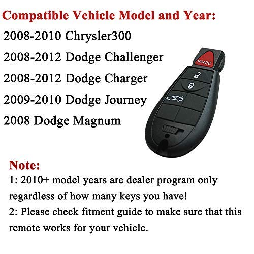  [AUSTRALIA] - SaverRemote 4 Button Key Fob Compatible for 2008-2010 Chrysler 300, 2008-2012 Dodge Challenger&Charger
