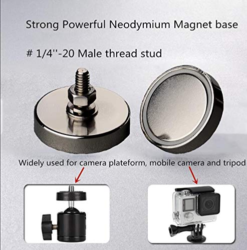Mutuactor 2PCS Super Powerful Neodymium Round Magnet with 1/4''-20 Male Threaded Stud and Vertical Magnetic Pull-Force 150lb 150lb Magnet #1/4''-20 Male Thread - LeoForward Australia