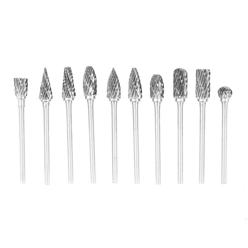 Carbide Burr Set, 10pcs Double Cut Solid Carbide Rotary Burr Set with 2.35mm Shank for Carving, Shaping and for The Removal of Edges or Corners, Burrs and Excess Material - LeoForward Australia