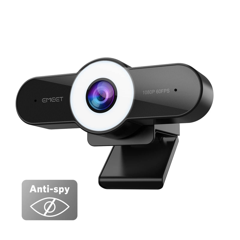 [AUSTRALIA] - 1080P 60FPS Webcam with Ring Light - eMeet C970L Web Camera with Privacy Mode, Webcam with Microphone&Software,Built-in 2 Noise Reduction Mics, Autofocus Streaming Camera for PC/Zoom/Skype/Tiktok/Mac