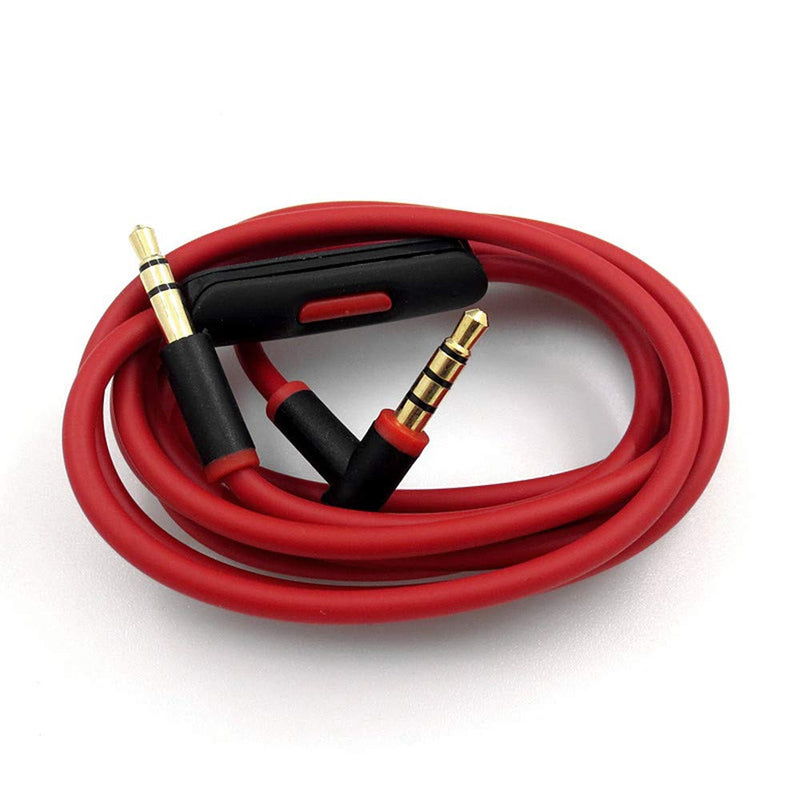  [AUSTRALIA] - Replacement Audio Cable Cord Wire,Compatible with Beats Headphones Studio Solo Pro Detox Wireless Mixr Executive Pill with in Line Mic and Control (Black Red) Black Red