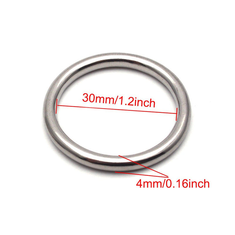  [AUSTRALIA] - Sydien Multi-Purpose 304 Stainless Steel O Ring 30mm Inner Diameter for Hardware Bags Ring Hand DIY Accessories Pack of 10