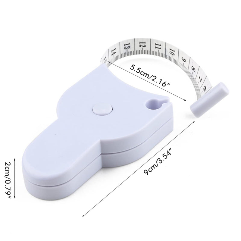  [AUSTRALIA] - Automatic Telescopic Tape Measure - 2 PCS Portable Body Measuring Tape Retractable Ruler Tool Caliper for Body Measurement: Waist, Hip, Bust, Arms, and More - Lock Pin and Push-Button Retract (White)