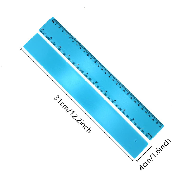  [AUSTRALIA] - 2 Packs of Kyweel Plastic Ruler Measuring Tools, Suitable for Schools, Offices, Homes, with Inches and Metric (Blue, 12 Inches,) …