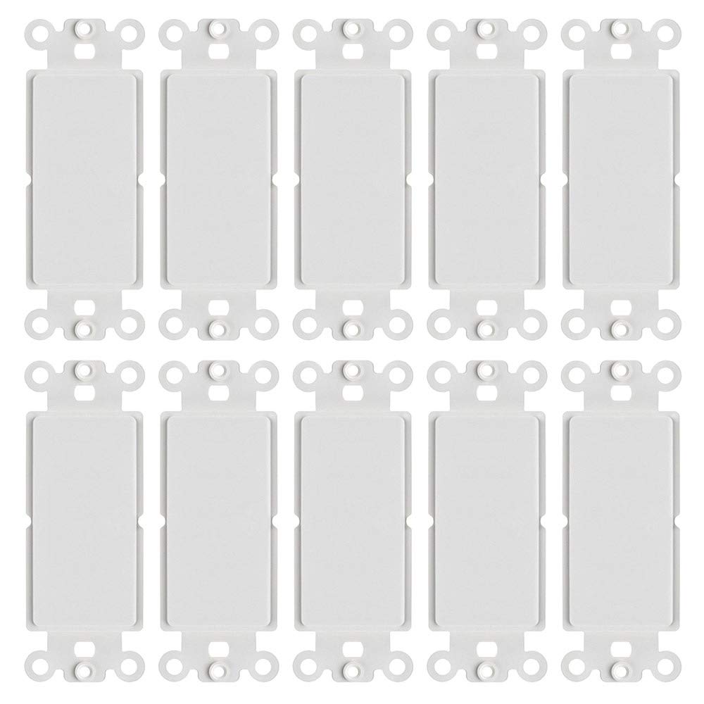  [AUSTRALIA] - Cmple – White Decora Wall Plate Insert Blank, 1 Gang Blank Outlet Adapter Insert Cover – (10 Pack) 10 Pack