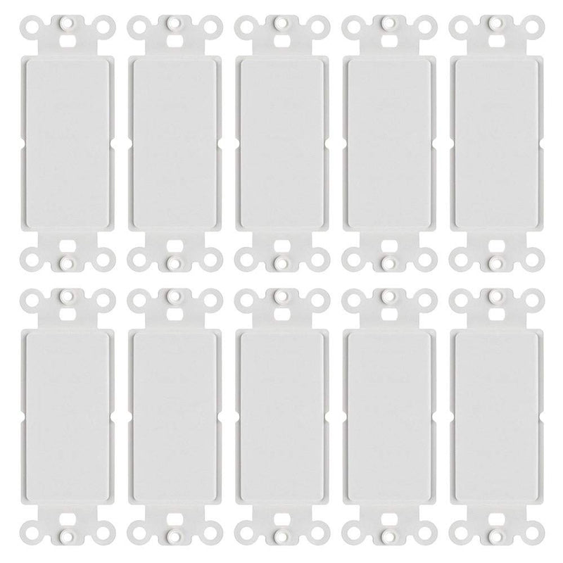  [AUSTRALIA] - Cmple – White Decora Wall Plate Insert Blank, 1 Gang Blank Outlet Adapter Insert Cover – (10 Pack) 10 Pack
