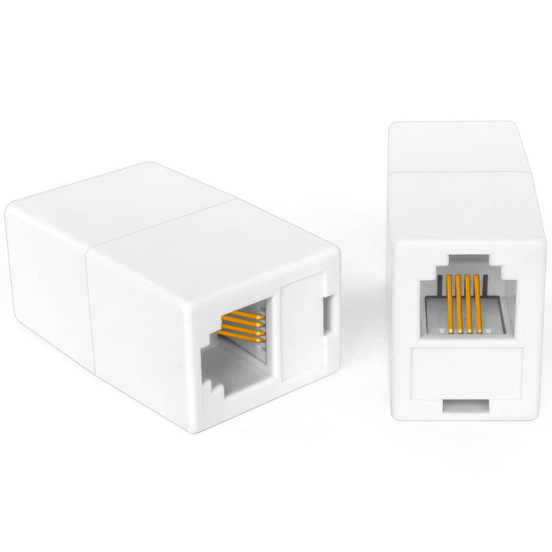  [AUSTRALIA] - NECABLES (5 Pack) RJ11 Coupler Telephone in-Line Coupler Extender RJ11 6P4C Female to Female for Landline Phone and Fax White