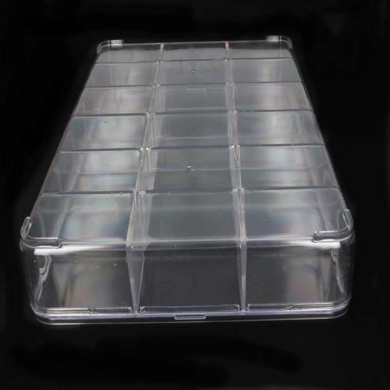  [AUSTRALIA] - MroMax 1pcs 288X165X48mm Clear White Durable Hard Plastic 18 Girds Fixed Compartments Electronic Component Box 288X165X48