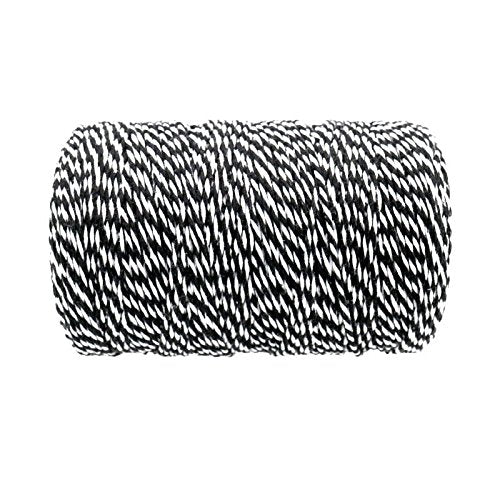  [AUSTRALIA] - 656 Feet Black and White Twine,Cotton Bakers Twine Cotton Cord Crafts Christmas Gift Twine String for Holiday