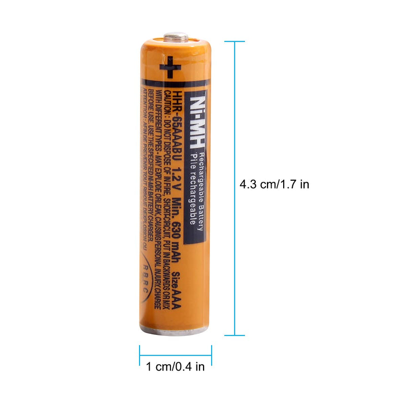  [AUSTRALIA] - NI-MH AAA Rechargeable Battery 1.2V 630mah 4-Pack AAA Batteries for Panasonic Cordless Phones, Remote Controls, Electronics