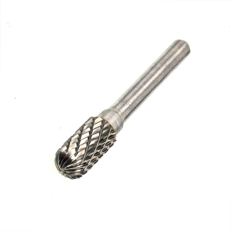 KOTVTM SC-3 Tungsten Carbide Burr Cylinder Ball Nosed Shape Double Cut Rotary Burr File with 1/4’’ Shank dia (3/8” Cutter dia X 3/4”Cutter Length) for Die Grinder Bits Metal Carving Polishing, 1pcs - LeoForward Australia