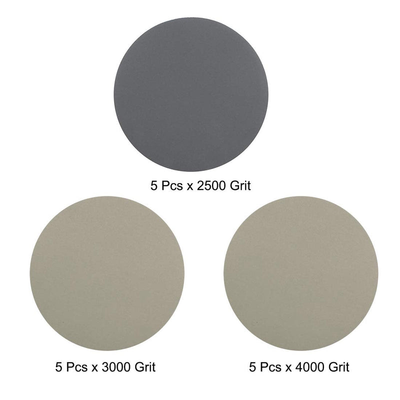  [AUSTRALIA] - uxcell 3" Hook and Loop Sanding Disc 2500/3000/4000 Grit Assorted Silicon Carbide Sandpaper for Random Orbit Sander Wet/Dry Polishing 15Pcs