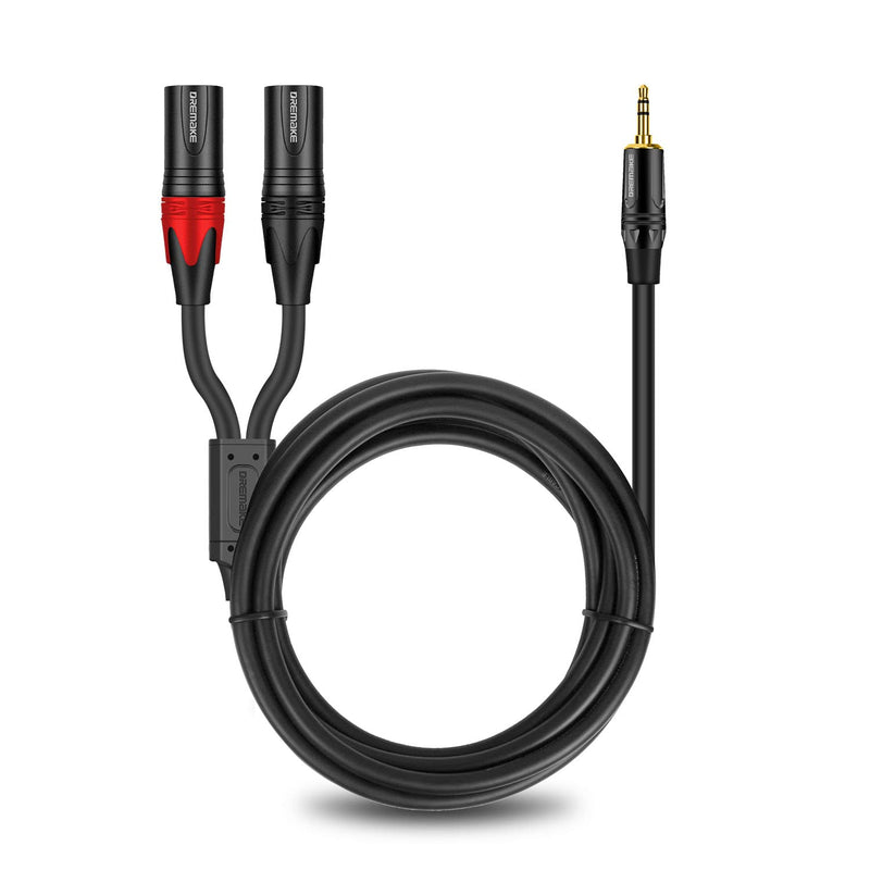  [AUSTRALIA] - DREMAKE TRS 3.5mm 1/8'' Male to Dual XLR 3-Pin Male Audio Breakout Cable, 6FT 3.5mm 1/8 Inch to Dual XLR Male Adapter Interconnect Y Splitter Cable, Jack 3.5mm TRS Stereo to Double XLR Male Patch Cord 6FT/2.0M