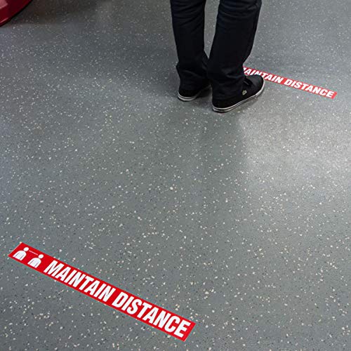  [AUSTRALIA] - INCOM Manufacturing: Social Distance Safety Message Adhesive Floor Marking Tape, Legend"Please Wait HERE", 2.25 Inch x 54 Foot, 30 Legends Per Roll, White/Blue