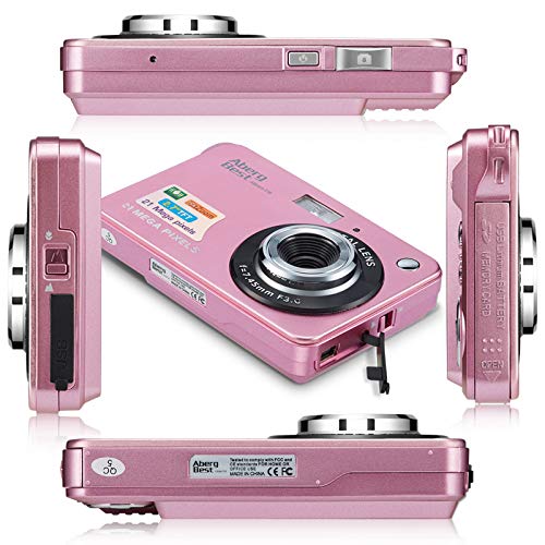  [AUSTRALIA] - Digital Camera, AbergBest Mini Kids Digital Cameras for Teens with 8X Zoom HD 720P Compact Camera with LCD Screen for Students, Boys, Girls, Kids Pink