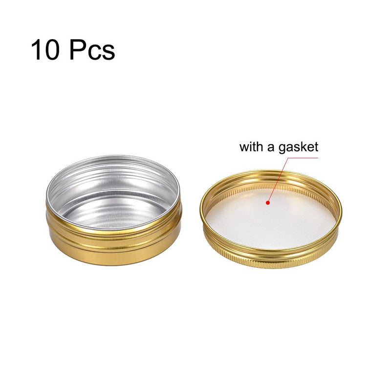  [AUSTRALIA] - uxcell 2oz Round Aluminum Cans Tin Screw Top Metal Lid Containers Gold Tone 60ml 10pcs