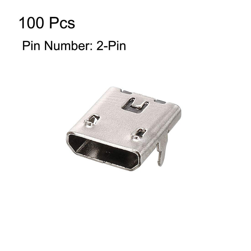  [AUSTRALIA] - uxcell 100PCS Micro USB Female Socket Connector 2-Pin DIP 90 Degree Replacement Adapter 100