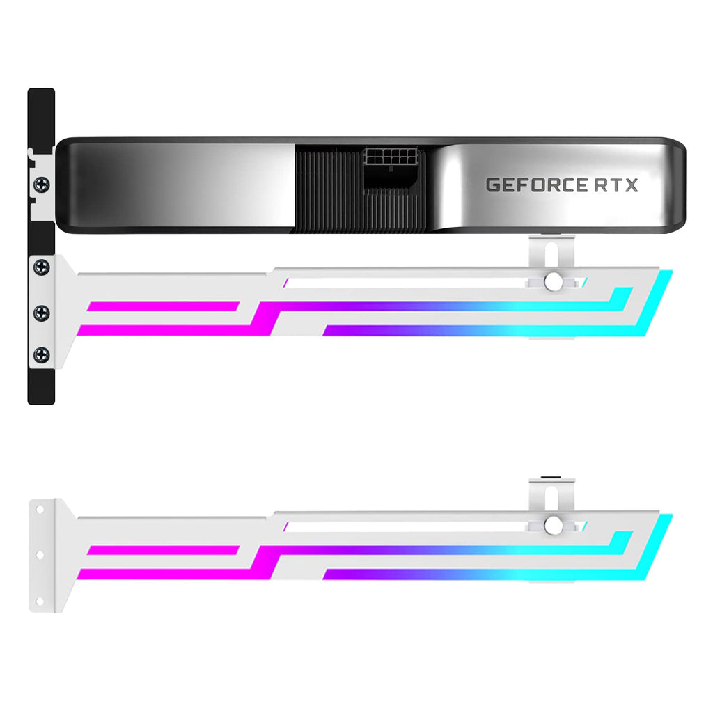  [AUSTRALIA] - NVRADCHUA RGB GPU Support Bracket, GPU Brace Support, 5V 3Pin addressable GPU Holder, Built-in ARGB, Adjustable Length and Height (White) White