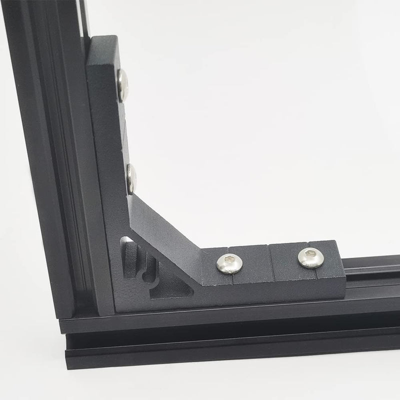  [AUSTRALIA] - Iverntech 4pcs Black Corner Bracket 78x78mm, 4 Hole Inside Strong Support Corner Brackets Gusset for 2020 Aluminum Extrusion Profile with 16Pcs M5 Screws + 16Pcs M5 T Nuts 4pcs Black 7878 for 2020